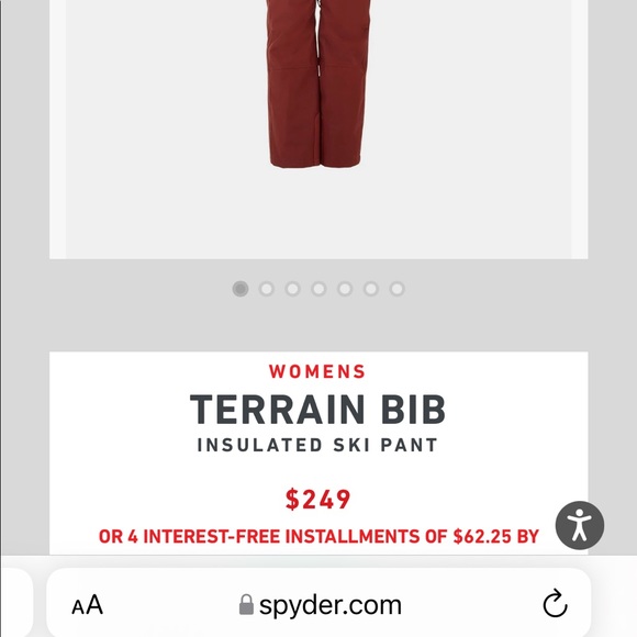 NWT Spyder Bib Snowpants Terrain Dark Rose S - Picture 5 of 7